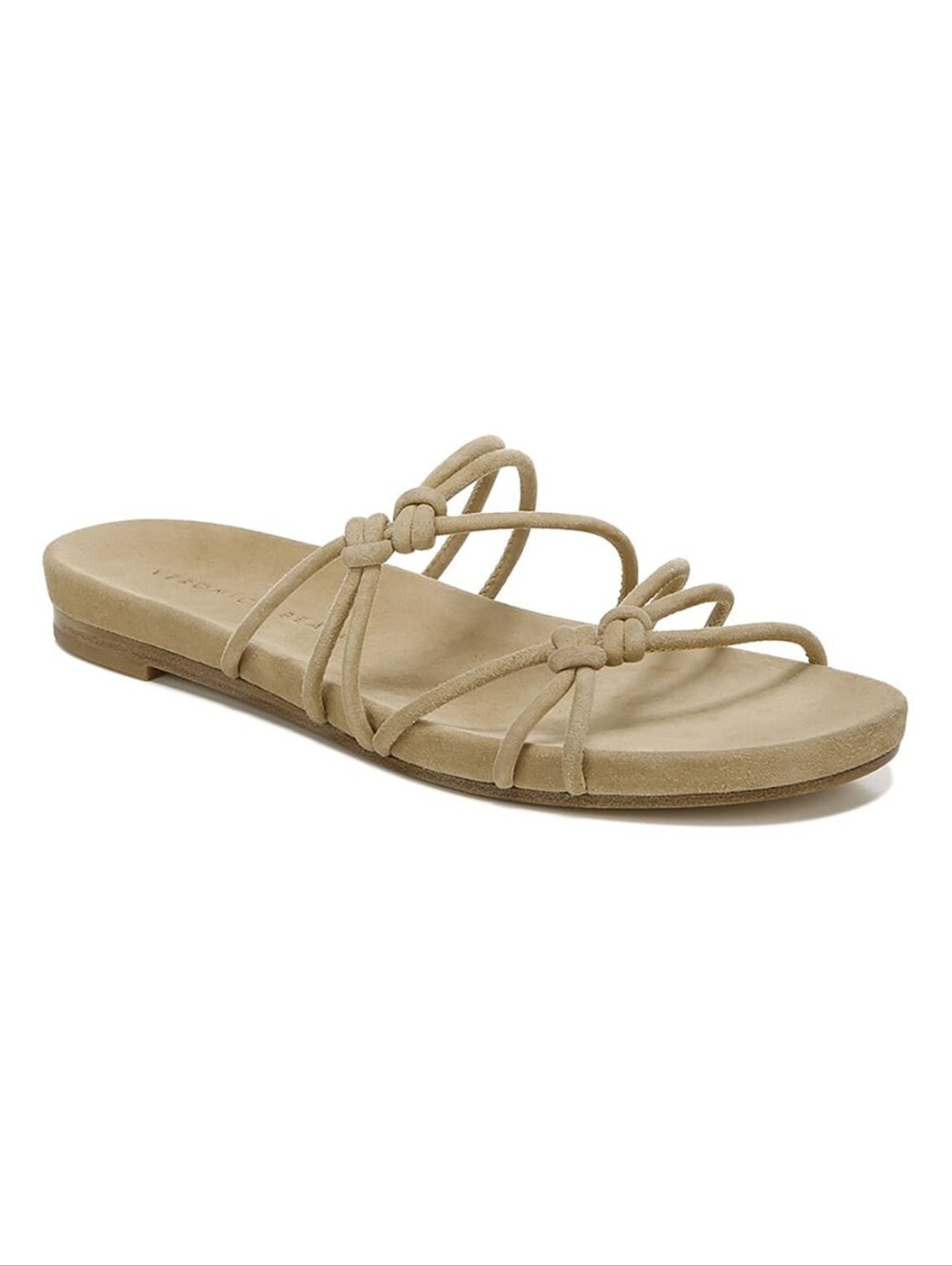 Veronica Beard Eda Strappy Slide Sandals Sz 8 Beige Suede Footbed